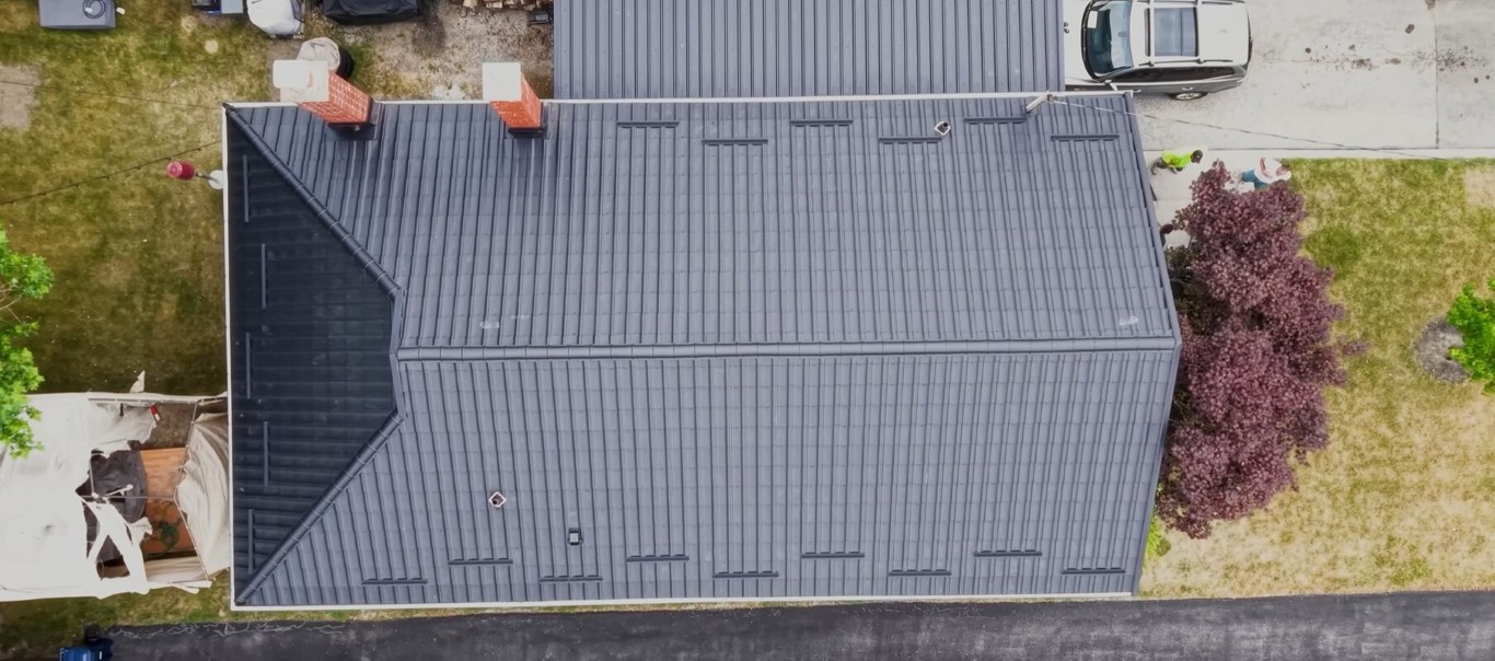 Aerial view of properly maintained residential roof in Union City, CA